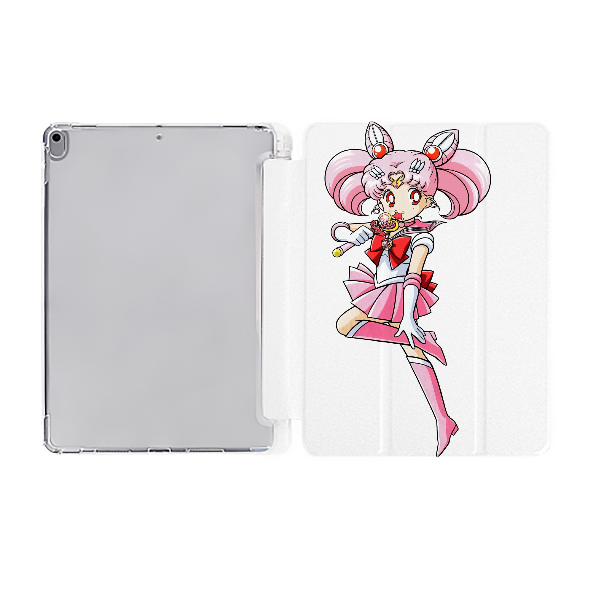 （画像用） 美少女戦士セーラームーン ちびうさ Sailor Moon Chibiusa Tsukino Usagi Small Lady Serenity IPad ケース ペン収納付き 三つ折りスタンド PUレザー×シリコン 対応機種9.5/10.5/10.9インチ